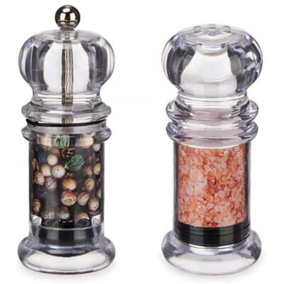 PARENCE .- Elegante Salz- und Pfeffermühle 2 Stück, Mahlen (Pfeffer) und Bestreuen (Salz) Küche, Zuhause, Würzen 2er-Set, transparent PARENCE .- Elegante Salz- und Pfeffermühle 2 Stück, Mahlen (Pfeffer) und Bestreuen (Salz) Küche, Zuhause, Würzen 2er-Set, transparent