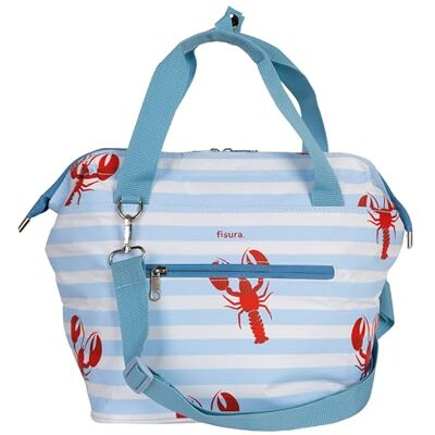 FISURA – Isolierte Kühltasche hummer, Lunchtasche 9 L mit verstellbarem Schultergurt, blau-weiß gestreiftes Design, Thermo-Lebensmittelbeutel, 26 x 20 x 25 cm FISURA – Isolierte Kühltasche hummer, Lunchtasche 9 L mit verstellbarem Schultergurt, blau-weiß gestreiftes Design, Thermo-Lebensmittelbeutel, 26 x 20 x 25 cm