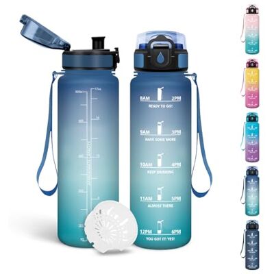 Motswedi Trinkflasche Kinder, 500ml BPA-Frei, Wasserflasche, Kohlensäure Geeignet, Trinkflasche Kinder Auslaufsicher, Mit Zeitstempel, Flasche für Schule, Fahrrad, Fitness, Yoga Blau&Grün Motswedi Trinkflasche Kinder, 500ml BPA-Frei, Wasserflasche, Kohlensäure Geeignet, Trinkflasche Kinder Auslaufsicher, Mit Zeitstempel, Flasche für Schule, Fahrrad, Fitness, Yoga Blau&Grün