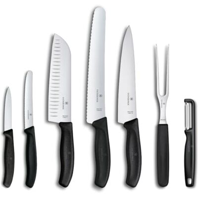 Victorinox Swiss Classic Küchenmesser Set, Kochmesser, 7-teilig, inkl. Santokumesser, Brotmesser, Gemüsemesser, Extra Scharfe Klinge, Schwarz Victorinox Swiss Classic Küchenmesser Set, Kochmesser, 7-teilig, inkl. Santokumesser, Brotmesser, Gemüsemesser, Extra Scharfe Klinge, Schwarz