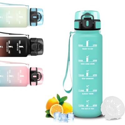 Mujigaga Trinkflasche- 500ml- Wasserflasche Kinder, Trinkflasche Auslaufsicher, Wasserflasche mit Sichere Verriegelung, Leicht zu Tragen, Flasche mit Uhrzeit, für Schule, Outdoor, Camping, Running, Büro Mujigaga Trinkflasche- 500ml- Wasserflasche Kinder, Trinkflasche Auslaufsicher, Wasserflasche mit Sichere Verriegelung, Leicht zu Tragen, Flasche mit Uhrzeit, für Schule, Outdoor, Camping, Running, Büro