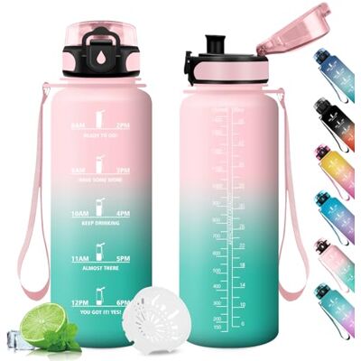 KollyKolla Wasserflasche Sport 1.5L, Motivierende Trinkflasche mit Zeitmarkierung, Auslaufsicher Wasserflasche mit Filter, Kohlensäure Geeignet, Sportflasche für Gym, Fitness, Büro, Schule, Yoga, Outdoor KollyKolla Wasserflasche Sport 1.5L, Motivierende Trinkflasche mit Zeitmarkierung, Auslaufsicher Wasserflasche mit Filter, Kohlensäure Geeignet, Sportflasche für Gym, Fitness, Büro, Schule, Yoga, Outdoor
