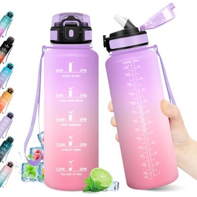 KollyKolla Trinkflasche 1.5L, Sport Wasserflasche mit Strohhalm, BPA-frei, mit Zeitmarkierung, Auslaufsicher, Trinkflasche für Gym, Fahrrad, Büro, Outdoor, Erwachsene, Schule, Yoga, Sport KollyKolla Trinkflasche 1.5L, Sport Wasserflasche mit Strohhalm, BPA-frei, mit Zeitmarkierung, Auslaufsicher, Trinkflasche für Gym, Fahrrad, Büro, Outdoor, Erwachsene, Schule, Yoga, Sport