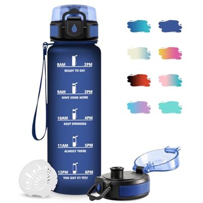 JAPORIA Trinkflasche Kinder 500ml, Sportflasche Kohlensäure Geeignet, Auslaufsicher, Trinkflasche mit Filter, Sport Wasserflasche mit Zeitmarkierung für Fitness, Camping, Fahhrad, Outdoor, Wandern JAPORIA Trinkflasche Kinder 500ml, Sportflasche Kohlensäure Geeignet, Auslaufsicher, Trinkflasche mit Filter, Sport Wasserflasche mit Zeitmarkierung für Fitness, Camping, Fahhrad, Outdoor, Wandern