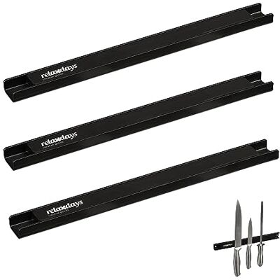 Relaxdays Magnetleiste 3er Set, je 30 cm lang, Stahl, Messerhalter für Werkzeug & Messer, an die Wand Schrauben, schwarz Relaxdays Magnetleiste 3er Set, je 30 cm lang, Stahl, Messerhalter für Werkzeug & Messer, an die Wand Schrauben, schwarz