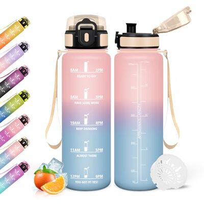 Mulbijeo Trinkflasche, 500ml Auslaufsicher mit Zeitmarkierung, Wasserflasche, Motivierende & mit Filter, Trinkflasche Sport, Trinkflaschen Kohlensäure Geeignet, für Laufen, Radfahren, Sportflasche Mulbijeo Trinkflasche, 500ml Auslaufsicher mit Zeitmarkierung, Wasserflasche, Motivierende & mit Filter, Trinkflasche Sport, Trinkflaschen Kohlensäure Geeignet, für Laufen, Radfahren, Sportflasche