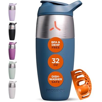Promixx Pursuit Shaker-Flasche einwandige Edelstahl Protein Shaker Bottle, super glatte Shakes, 950ml, Mitternachtsblau Promixx Pursuit Shaker-Flasche einwandige Edelstahl Protein Shaker Bottle, super glatte Shakes, 950ml, Mitternachtsblau