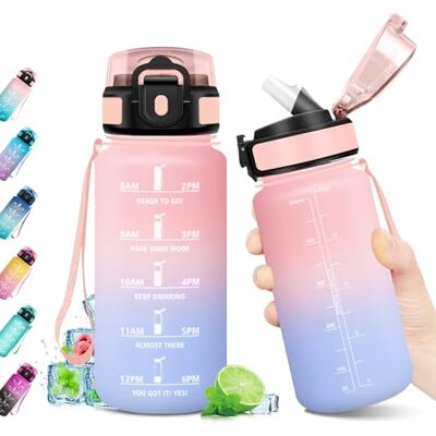 KollyKolla Sportflasche 500ml, Trinkflasche Kohlensäure Geeignet, Auslaufsicher, BPA-frei, Trinkflasche mit Zeitmarkierung & Strohhalm, Motivierende Wasserflasche für Fitness, Schule, Fahrrad, Yoga, Camping, KollyKolla Sportflasche 500ml, Trinkflasche Kohlensäure Geeignet, Auslaufsicher, BPA-frei, Trinkflasche mit Zeitmarkierung & Strohhalm, Motivierende Wasserflasche für Fitness, Schule, Fahrrad, Yoga, Camping,