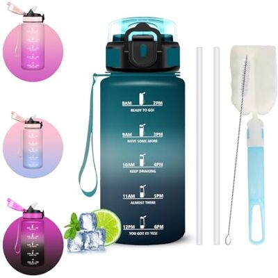 Mujigaga Trinkflasche 500ml, Wasserflasche, Trinkflasche mit Strohhalm Kinder, Auslaufsicher, Wasserflasche mit Strohbürste und Topfbürste, Leicht zu Reinigen, Water Bottle für Schule, Büro, Fitness, Outdoor Mujigaga Trinkflasche 500ml, Wasserflasche, Trinkflasche mit Strohhalm Kinder, Auslaufsicher, Wasserflasche mit Strohbürste und Topfbürste, Leicht zu Reinigen, Water Bottle für Schule, Büro, Fitness, Outdoor