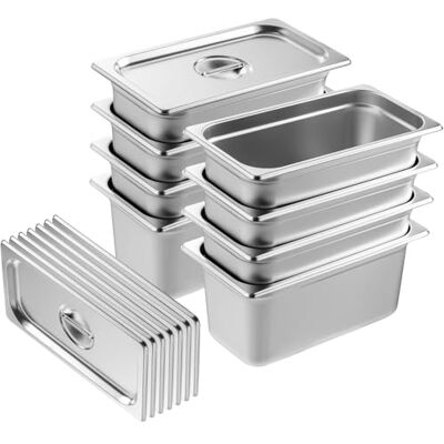 VEVOR GN 1/3 Gastronormbehälter, Edelstahl Behälter 8 Stk. 328 x 178 x 148 mm Speisebehälter mit Deckel, kommerzieller Warmhaltebehälter 5,93 L Tiefe für Speisen, Hotelpfanne Tisch Food Pan VEVOR GN 1/3 Gastronormbehälter, Edelstahl Behälter 8 Stk. 328 x 178 x 148 mm Speisebehälter mit Deckel, kommerzieller Warmhaltebehälter 5,93 L Tiefe für Speisen, Hotelpfanne Tisch Food Pan
