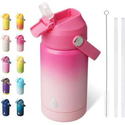 BJPKPK Isolierte Trinkflasche mit Strohhalm-Deckel, 350 ml Wasserflaschen mit Weicher Schnauze, Flexgriff & Rutschfester Untersatz, BPA Frei Wasserdicht Edelstahl Metall Thermosflasche, Kirsche BJPKPK Isolierte Trinkflasche mit Strohhalm-Deckel, 350 ml Wasserflaschen mit Weicher Schnauze, Flexgriff & Rutschfester Untersatz, BPA Frei Wasserdicht Edelstahl Metall Thermosflasche, Kirsche