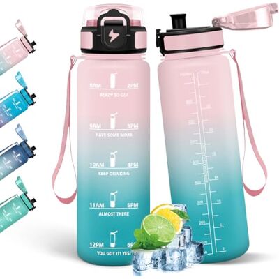HoneyHolly Trinkflasche 1L, Auslaufsicher mit Zeitmarkierung, Wasserflasche, Sportflasche mit Filter, Trinkflasche Kohlensäure Geeignet, Flasche, Wasserflasche Sport für Outdoor, Fahrrad, Fitness HoneyHolly Trinkflasche 1L, Auslaufsicher mit Zeitmarkierung, Wasserflasche, Sportflasche mit Filter, Trinkflasche Kohlensäure Geeignet, Flasche, Wasserflasche Sport für Outdoor, Fahrrad, Fitness