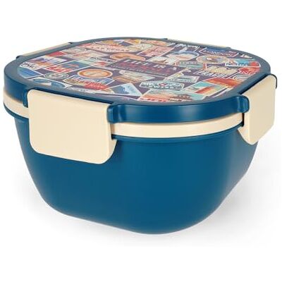 LEGAMI – Lunchbox Travel Stickers, 1 Gabel, 1 Tablett mit Fächern, 1 herausnehmbarer Gewürzbehälter inklusive, Fassungsvermögen 1700 ml, 19 x 10,7 x 19 cm LEGAMI – Lunchbox Travel Stickers, 1 Gabel, 1 Tablett mit Fächern, 1 herausnehmbarer Gewürzbehälter inklusive, Fassungsvermögen 1700 ml, 19 x 10,7 x 19 cm