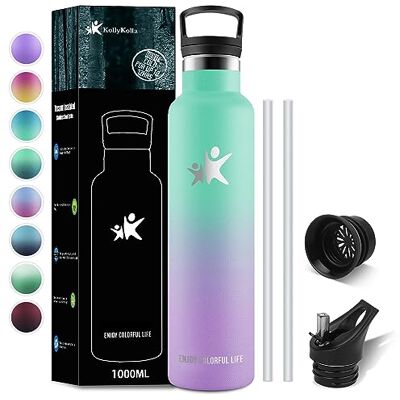 KollyKolla Trinkflasche 1L Edelstahl, Vakuum Isolierte Thermosflasche, Wasserflasche mit Strohhalm, Thermoskanne Auslaufsicher, BPA-Frei, Kohlensäure Geeignet, für Erwachsene, Sport, Fahrrad, Reisen KollyKolla Trinkflasche 1L Edelstahl, Vakuum Isolierte Thermosflasche, Wasserflasche mit Strohhalm, Thermoskanne Auslaufsicher, BPA-Frei, Kohlensäure Geeignet, für Erwachsene, Sport, Fahrrad, Reisen