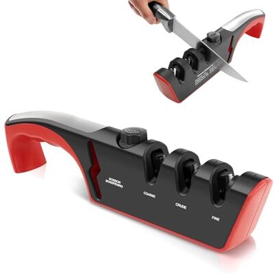 vonsera Messerschärfer, 4-in-1Messerschleifer mit 3 Stufen und Scherenschärfer, 6 Gänge Einstellbarer Winkel für Diverse Messer vonsera Messerschärfer, 4-in-1Messerschleifer mit 3 Stufen und Scherenschärfer, 6 Gänge Einstellbarer Winkel für Diverse Messer