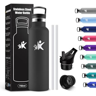 KollyKolla Trinkflasche Edelstahl 750ml Auslaufsicher Wasserflasche mit Strohhalm, BPA-Frei, Doppelwandige Vakuumisolierte, Doppelwandige Vakuumisolierte, Wasserflasche für Reisen, Camping, Wandern KollyKolla Trinkflasche Edelstahl 750ml Auslaufsicher Wasserflasche mit Strohhalm, BPA-Frei, Doppelwandige Vakuumisolierte, Doppelwandige Vakuumisolierte, Wasserflasche für Reisen, Camping, Wandern