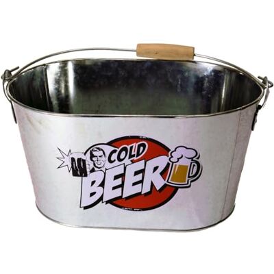 Out of the blue ovaler Metalleimer, Cold Beer, mit Holzhenkel und Griff, 2 Flaschenöffner INKL., ca. 26 x 13 cm, Silber, 26 x 13 x 4 cm Out of the blue ovaler Metalleimer, Cold Beer, mit Holzhenkel und Griff, 2 Flaschenöffner INKL., ca. 26 x 13 cm, Silber, 26 x 13 x 4 cm