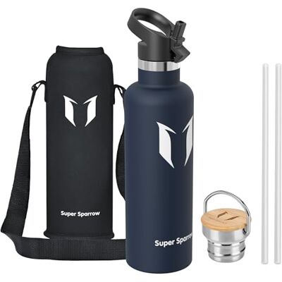 Super Sparrow Edelstahl Trinkflasche- 0.5L/0.75L/1L- Thermosflasche mit Strohhalm Wasserflasche Auslaufsicher, Thermoskanne BPA-Frei & Kalt & Heiß TwistTrail mit Trinkhalmdeckel, Ringdeckel &Sleeve Super Sparrow Edelstahl Trinkflasche- 0.5L/0.75L/1L- Thermosflasche mit Strohhalm Wasserflasche Auslaufsicher, Thermoskanne BPA-Frei & Kalt & Heiß TwistTrail mit Trinkhalmdeckel, Ringdeckel &Sleeve