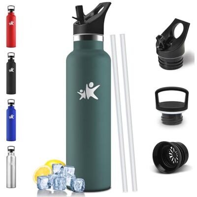 Mulbijeo Trinkflasche 750ML, BPA-Frei, Trinkflasche Edelstahl, Auslaufsichere Isolierflasche Doppelwandig, Flasche mit Strohhalm, Wiederverwendung, Thermosflasche Kohlensäure Geeignet Armeegrün Mulbijeo Trinkflasche 750ML, BPA-Frei, Trinkflasche Edelstahl, Auslaufsichere Isolierflasche Doppelwandig, Flasche mit Strohhalm, Wiederverwendung, Thermosflasche Kohlensäure Geeignet Armeegrün