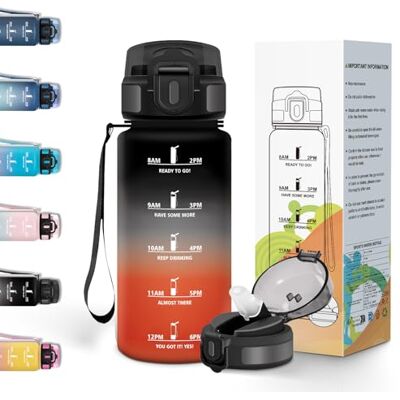 Motswedi Trinkflasche 0.5l, Wasserflasche, mit Strohhalm, Trinkflasche Sport, Flasche, mit Zeitstempel, Flasche, Sportflasche, für Sport, Uni, Büro & Outdoor Schwarz&Rot Motswedi Trinkflasche 0.5l, Wasserflasche, mit Strohhalm, Trinkflasche Sport, Flasche, mit Zeitstempel, Flasche, Sportflasche, für Sport, Uni, Büro & Outdoor Schwarz&Rot