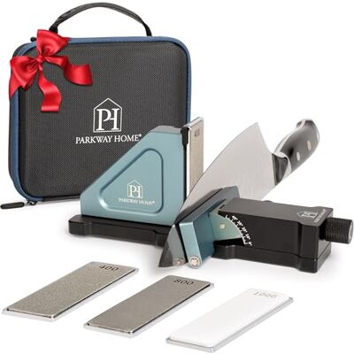 Parkway Home Original verstellbares Rollmesserschärfer-Set: verstellbare Höhe, 10 ° bis 40 ° für 30 Winkeloptionen, abnehmbare Diamantplatten mit Reiseetui, Küchenmesserschärfer in Schwarz und Blau Parkway Home Original verstellbares Rollmesserschärfer-Set: verstellbare Höhe, 10 ° bis 40 ° für 30 Winkeloptionen, abnehmbare Diamantplatten mit Reiseetui, Küchenmesserschärfer in Schwarz und Blau