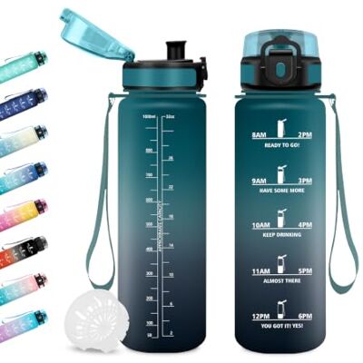 JAPORIA Trinkflasche 1L, Wasserflasche mit Zeitmarkierung, Trinkflasche mit Filter, Auslaufsicher, BPA-frei, Sportflasche für Fitness, Fahrrad, Büro, Schule, Outdoor, Yoga, Erwachsene, Sprudel geeignet JAPORIA Trinkflasche 1L, Wasserflasche mit Zeitmarkierung, Trinkflasche mit Filter, Auslaufsicher, BPA-frei, Sportflasche für Fitness, Fahrrad, Büro, Schule, Outdoor, Yoga, Erwachsene, Sprudel geeignet