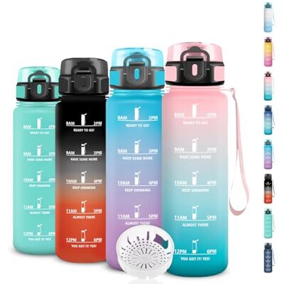 Grsta Trinkflasche Kinder- 500ml- Trinkflasche, Wasserflasche mit Zeitmarkierung, Wasserflasche Kohlensäure Geeignet, Leicht zu Reinigen, Flasche mit Uhrzeit, Flasche für Büro, Camping, Outdoor, Reisen Grsta Trinkflasche Kinder- 500ml- Trinkflasche, Wasserflasche mit Zeitmarkierung, Wasserflasche Kohlensäure Geeignet, Leicht zu Reinigen, Flasche mit Uhrzeit, Flasche für Büro, Camping, Outdoor, Reisen