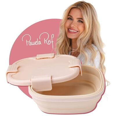 FACKELMANN x Pamela Reif Snacking-Box – Pastell Beige, 700 ml, Silikon, mit Click-System für sicheren Verschluss FACKELMANN x Pamela Reif Snacking-Box – Pastell Beige, 700 ml, Silikon, mit Click-System für sicheren Verschluss