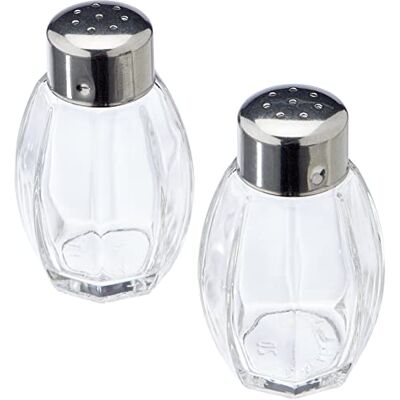 FACKELMANN 46856 Salz- und Pfefferstreuer, Glas, Silber,2er Set, 40ml FACKELMANN 46856 Salz- und Pfefferstreuer, Glas, Silber,2er Set, 40ml
