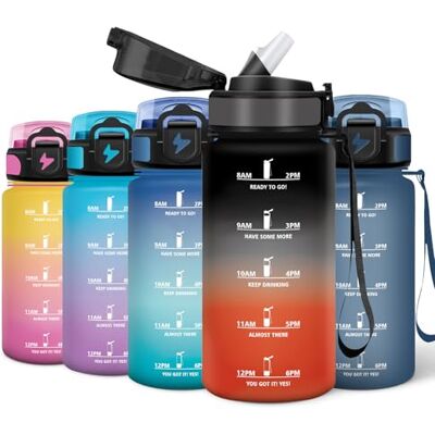 Motswedi Trinkflasche Sport, 500 ml Wasserflasche, mit Zeitmarkierung, Trinkflasche Kohlensäure Geeignet, Flasche, Auslaufsicher, Wasserflasche für Fitness, Schule, Büro, Schwarz & Rot Motswedi Trinkflasche Sport, 500 ml Wasserflasche, mit Zeitmarkierung, Trinkflasche Kohlensäure Geeignet, Flasche, Auslaufsicher, Wasserflasche für Fitness, Schule, Büro, Schwarz & Rot