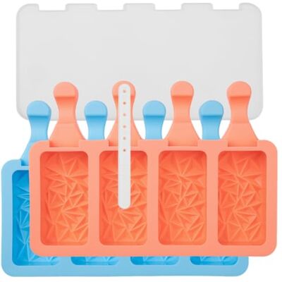 Lurch Eisform für Eis am Stiel, Popsicles Silikon 2er Set mit Deckel wiederverwendbar für Kinder und Erwachsene – Triangle Lurch Eisform für Eis am Stiel, Popsicles Silikon 2er Set mit Deckel wiederverwendbar für Kinder und Erwachsene – Triangle
