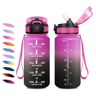KollyKolla Trinkflasche Kinder 500ml, Wasserflasche mit Strohhalm, Kohlensäure Geeignet, Motivierende Trinkflasche mit Zeitmarkierung, Auslaufsichere Wasserflasche für Schule, Büro, Laufen, Wandern, Gym KollyKolla Trinkflasche Kinder 500ml, Wasserflasche mit Strohhalm, Kohlensäure Geeignet, Motivierende Trinkflasche mit Zeitmarkierung, Auslaufsichere Wasserflasche für Schule, Büro, Laufen, Wandern, Gym