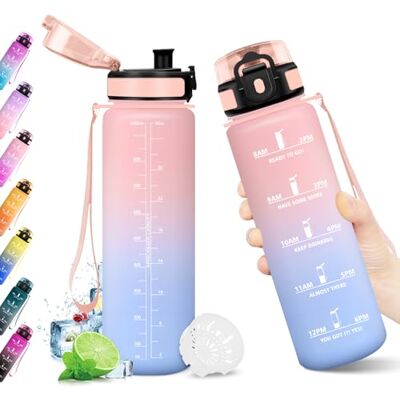 KollyKolla Sportflasche 1L, Trinkflasche mit Zeitmarkierung und Filter, Trinkflasche Kohlensäure Geeignet, Auslaufsicher, BPA-frei, Motivierende Wasserflasche für Fitness, Schule, Fahrrad, Yoga, Camping, KollyKolla Sportflasche 1L, Trinkflasche mit Zeitmarkierung und Filter, Trinkflasche Kohlensäure Geeignet, Auslaufsicher, BPA-frei, Motivierende Wasserflasche für Fitness, Schule, Fahrrad, Yoga, Camping,