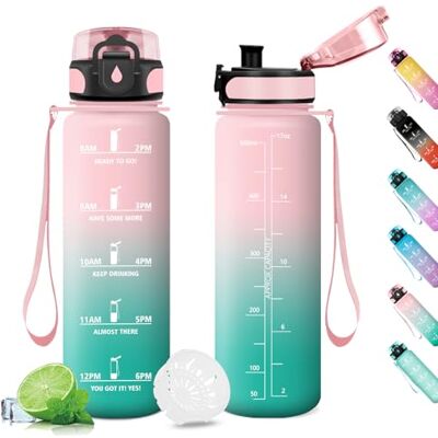 KollyKolla Trinkflasche 500ml, Wasserflasche Auslaufsicher, Sport Trinkflasche Kohlensäure Geeignet, Fahrrad mit Zeitmarkierung und Filter, für Kinder, Outdoor, Camping, Büro, Sport, Fitness KollyKolla Trinkflasche 500ml, Wasserflasche Auslaufsicher, Sport Trinkflasche Kohlensäure Geeignet, Fahrrad mit Zeitmarkierung und Filter, für Kinder, Outdoor, Camping, Büro, Sport, Fitness