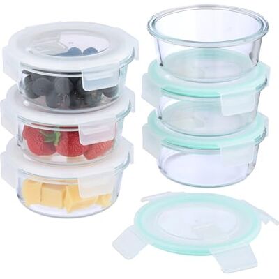 Relaxdays Glasbehälter mit Deckel, 6er Set, 400 ml, Frischhaltedosen, Kunststoffdeckel, luftdicht, Glasdose, transparent Relaxdays Glasbehälter mit Deckel, 6er Set, 400 ml, Frischhaltedosen, Kunststoffdeckel, luftdicht, Glasdose, transparent