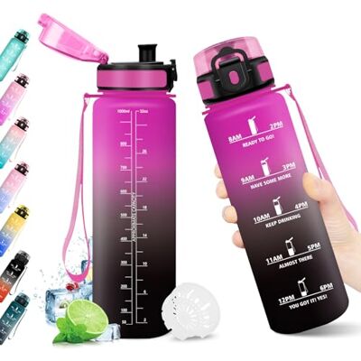 KollyKolla Trinkflasche 1L, Wasserflasche mit Zeitmarkierung, Trinkflasche mit Filter, Auslaufsicher, BPA-frei, Sportflasche für Fitness, Fahrrad, Büro, Schule, Outdoor, Yoga, Erwachsene, Sprudel geeignet KollyKolla Trinkflasche 1L, Wasserflasche mit Zeitmarkierung, Trinkflasche mit Filter, Auslaufsicher, BPA-frei, Sportflasche für Fitness, Fahrrad, Büro, Schule, Outdoor, Yoga, Erwachsene, Sprudel geeignet