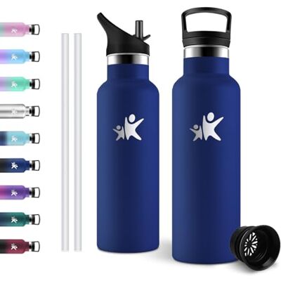 JAPORIA Thermosflasche 500ml, Kohlensäure Geeignet, Trinkflasche Edelstahl mit Strohhalm, BPA-Frei, Auslaufsicher, für Sport, Reisen, Outdoor JAPORIA Thermosflasche 500ml, Kohlensäure Geeignet, Trinkflasche Edelstahl mit Strohhalm, BPA-Frei, Auslaufsicher, für Sport, Reisen, Outdoor