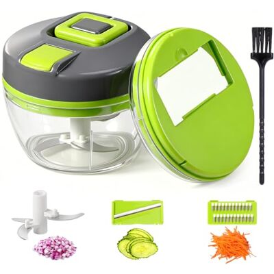 Diboniur Zerkleinerer Manuell 520 ml, Zwiebelschneider 3-in-1 mit Seilzug Zum Hacken, Schneiden und Raspeln, mit Reinigungsbürste, für Zwiebeln, Knoblauch, Salate, Camping und kleine Küchen Diboniur Zerkleinerer Manuell 520 ml, Zwiebelschneider 3-in-1 mit Seilzug Zum Hacken, Schneiden und Raspeln, mit Reinigungsbürste, für Zwiebeln, Knoblauch, Salate, Camping und kleine Küchen