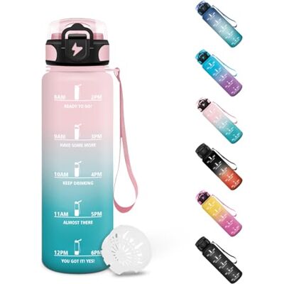 Motswedi Ttrinkflasche 0.5l, Wasserflasche, Auslaufsicheres Schlossdesign, Flasche, Mit Zeitstempel, Trinkflasche Auslaufsicher, Kohlensäure Geeignet, für Schule, Yoga, Sport, Pilates Rosa&Cyan Motswedi Ttrinkflasche 0.5l, Wasserflasche, Auslaufsicheres Schlossdesign, Flasche, Mit Zeitstempel, Trinkflasche Auslaufsicher, Kohlensäure Geeignet, für Schule, Yoga, Sport, Pilates Rosa&Cyan