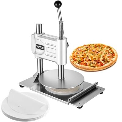 VEVOR manuelle Pizzateigpresse 241,3 mm Gebäck-Pressplatte, Brotpresse aus Edelstahl, kommerzieller Chapati Presse, 5 mm Dicke Formmaschine mit Griff & 100 Stk. Pergamentpapier, Pizza-Teigrolle VEVOR manuelle Pizzateigpresse 241,3 mm Gebäck-Pressplatte, Brotpresse aus Edelstahl, kommerzieller Chapati Presse, 5 mm Dicke Formmaschine mit Griff & 100 Stk. Pergamentpapier, Pizza-Teigrolle