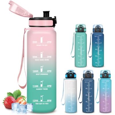 Mujigaga Trinkflasche 500ml Auslaufsichere, Trinkflasche Kinder mit Filter, Sichere Verriegelung, Wasserflasche mit Zeitmarkierung und Schnürung, Flasche für Schule, Wandern, Kinder Mujigaga Trinkflasche 500ml Auslaufsichere, Trinkflasche Kinder mit Filter, Sichere Verriegelung, Wasserflasche mit Zeitmarkierung und Schnürung, Flasche für Schule, Wandern, Kinder
