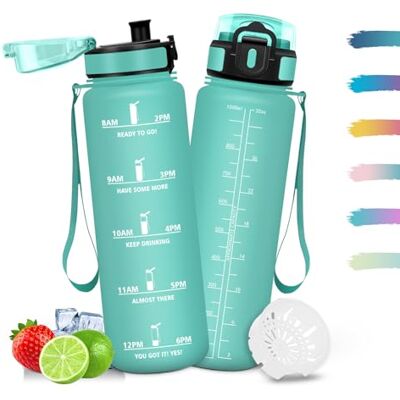 Mulbijeo Trinkflasche 500ml, Wiederverwendung, Wasserflasche BPA-Frei, Trinkflasche Kinder Auslaufsicher, Motivierende & Zeitmarkierung, Flasche für Fahrrad, Fitness, Schule, Büro, Reiten Mulbijeo Trinkflasche 500ml, Wiederverwendung, Wasserflasche BPA-Frei, Trinkflasche Kinder Auslaufsicher, Motivierende & Zeitmarkierung, Flasche für Fahrrad, Fitness, Schule, Büro, Reiten