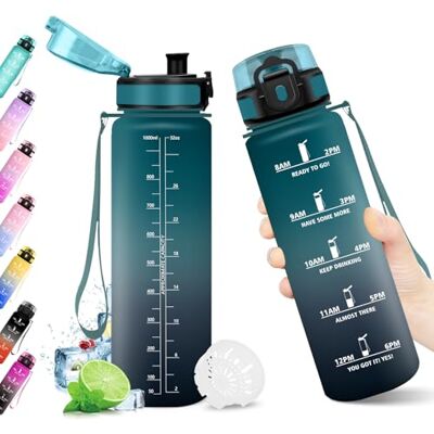 KollyKolla Trinkflasche 1L, Wasserflasche mit Zeitmarkierung, Trinkflasche mit Filter, Auslaufsicher, BPA-frei, Sportflasche für Fitness, Fahrrad, Büro, Schule, Outdoor, Yoga, Erwachsene, Sprudel geeignet KollyKolla Trinkflasche 1L, Wasserflasche mit Zeitmarkierung, Trinkflasche mit Filter, Auslaufsicher, BPA-frei, Sportflasche für Fitness, Fahrrad, Büro, Schule, Outdoor, Yoga, Erwachsene, Sprudel geeignet