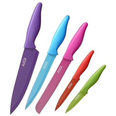 Axer Scharfe Messer Set für Küche 5-teilig Küchen Messerset Bunt Sehr Scharfe Küchenmesser Set Profi Koch Messerset Edelstahl Bunte Messer Set Hochwertig Kitchen Knife Set Axer Scharfe Messer Set für Küche 5-teilig Küchen Messerset Bunt Sehr Scharfe Küchenmesser Set Profi Koch Messerset Edelstahl Bunte Messer Set Hochwertig Kitchen Knife Set