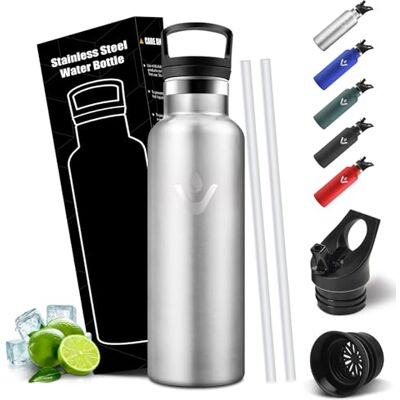 Mulbijeo Trinkflasche 750ML, Auslaufsichere Isolierflasche Doppelwandig, Thermosflasche, BPA-Frei, Flasche mit Strohhalm, 18/8 Edelstahl, Wasserflasche Kohlensäure Geeignet Mulbijeo Trinkflasche 750ML, Auslaufsichere Isolierflasche Doppelwandig, Thermosflasche, BPA-Frei, Flasche mit Strohhalm, 18/8 Edelstahl, Wasserflasche Kohlensäure Geeignet