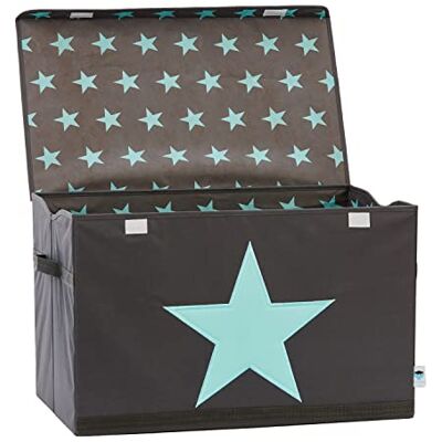 LOVE !T STORE !T LOVE IT STORE IT Aufbewahrungsbox mit Deckel groß Spielzeugkiste aus Stoff Verstärkt mit Holz Abwaschbar Grau mit grünem Stern 62x38x39 cm LOVE !T STORE !T LOVE IT STORE IT Aufbewahrungsbox mit Deckel groß Spielzeugkiste aus Stoff Verstärkt mit Holz Abwaschbar Grau mit grünem Stern 62x38x39 cm