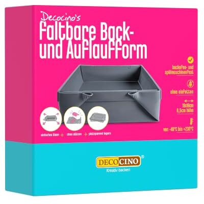 DECOCINO Dekoback GmbH Faltbare Kastenform 19x18x6,5 hochwertige Backform aus Silikon, zum Backen von Kuchen, Torten uvm. spülmaschinengeeignet DECOCINO Dekoback GmbH Faltbare Kastenform 19x18x6,5 hochwertige Backform aus Silikon, zum Backen von Kuchen, Torten uvm. spülmaschinengeeignet