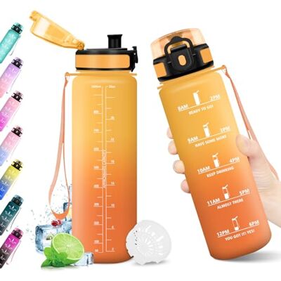 KollyKolla Trinkflasche 1L, Wasserflasche mit Zeitmarkierung, Trinkflasche mit Filter, Auslaufsicher, BPA-frei, Sportflasche für Fitness, Fahrrad, Büro, Schule, Outdoor, Yoga, Erwachsene, Sprudel geeignet KollyKolla Trinkflasche 1L, Wasserflasche mit Zeitmarkierung, Trinkflasche mit Filter, Auslaufsicher, BPA-frei, Sportflasche für Fitness, Fahrrad, Büro, Schule, Outdoor, Yoga, Erwachsene, Sprudel geeignet