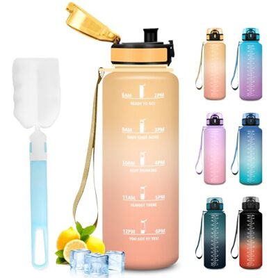 Mujigaga Trinkflasche 1.5l, Wasserflasche Sport, Trinkflasche Auslaufsicher, Sportflasche mit Wasserbecherbürste, Leicht zu Reinigen, Flasche für Fitness, Fahhrad, Schule, Gym Mujigaga Trinkflasche 1.5l, Wasserflasche Sport, Trinkflasche Auslaufsicher, Sportflasche mit Wasserbecherbürste, Leicht zu Reinigen, Flasche für Fitness, Fahhrad, Schule, Gym