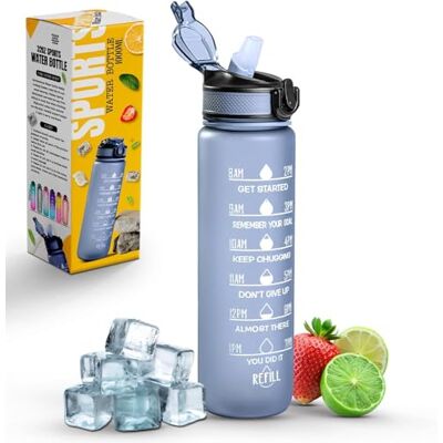 Roe Tenpo Trinkflasche 1L, Sport Trinkflasche mit Strohhalm & Zeitmarkierung, Tritan Wasserflasche BPA-frei, auslaufsicher – Sport Flasche für Fitness, Gym, Outdoor, Fahrrad & Schule Roe Tenpo Trinkflasche 1L, Sport Trinkflasche mit Strohhalm & Zeitmarkierung, Tritan Wasserflasche BPA-frei, auslaufsicher – Sport Flasche für Fitness, Gym, Outdoor, Fahrrad & Schule